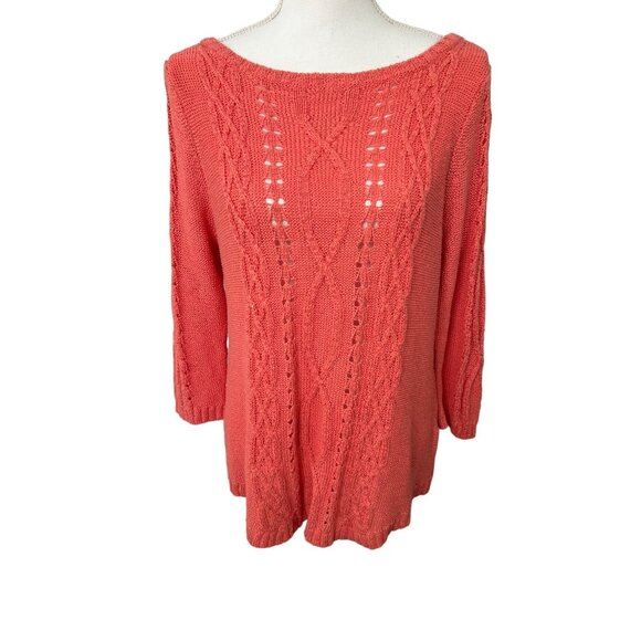 CB Established 1962 Women’s XL Open Weave Pullover Sweater Boho Cottagecore Top - Picture 1 of 8